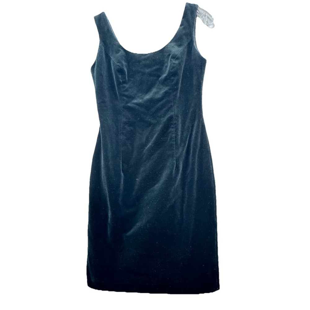 Vtg 90's Lanz Originals Dress 4 Black Velvet Sexy LBD Fitted Curvy Made In USA